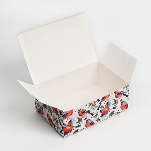 Коробка подарочная новогодняя складная «Снегири», 18×12×7 см