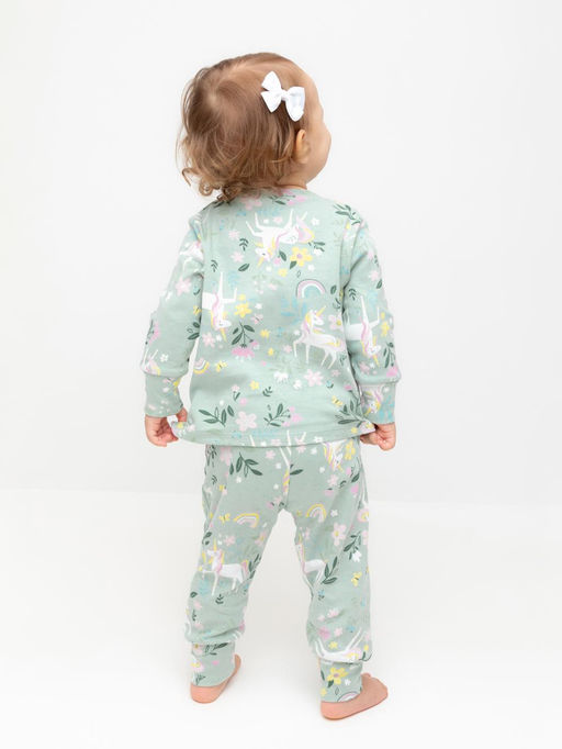 К 1552/голубая дымка,единороги в цветах пижама д/дет яс