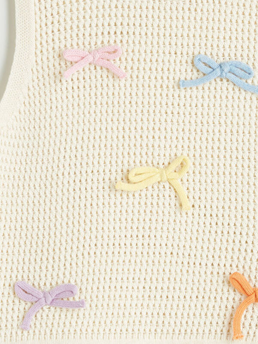 Kurdele Detayl? K?z ?ocuk Triko S?veter