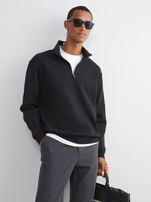 Dik Yaka Erkek Sweatshirt