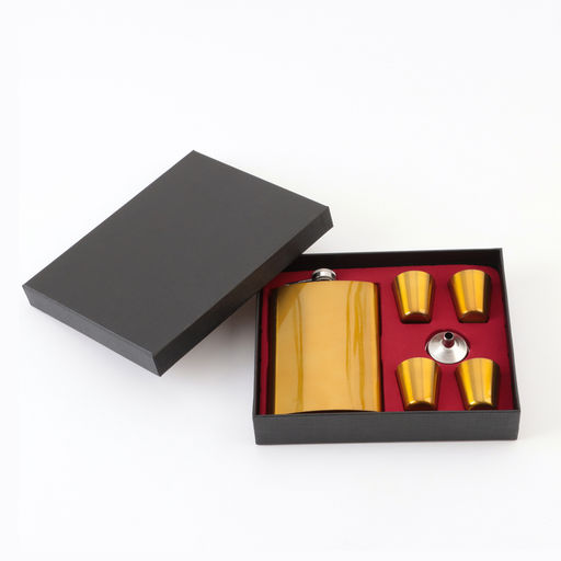 Подарочный набор 6 в 1: фляжка 270 мл, воронка, 4 рюмки, 18×24 см, нержавеющая сталь, золотистый