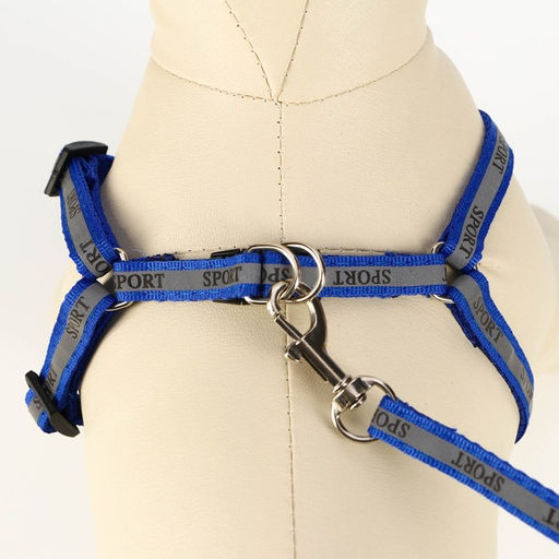 Комплект Спорт светоотражающий, поводок 120 х 1 см, ОГ 23-35 см, синий - Пижон фото 5