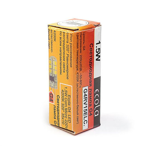 Лампа светодиодная Ecola Corn Micro, G4, 1.5 Вт, 4200 K, 320°, 35×10 мм