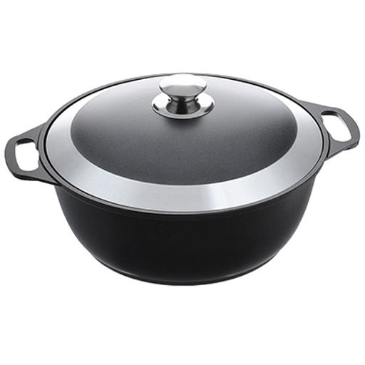 Кастрюля-жаровня с антипригарным покрытием 3л, д36см "Традиция", h8,5см, литая, металлическая жаропрочная крышка (Россия)