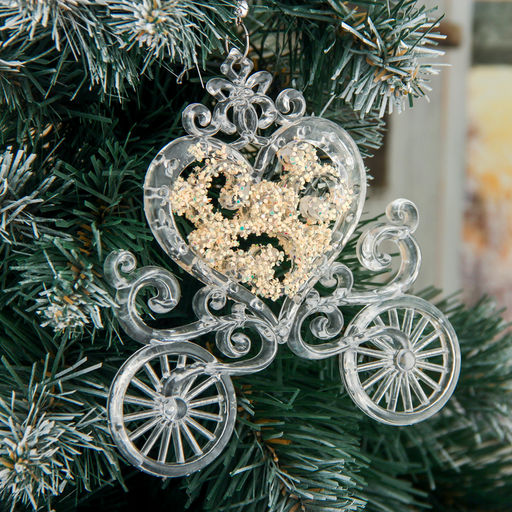 Цена за 2 шт. Ёлочная игрушка Зимнее волшебство. Карета, блеск 1112 см, прозрачный  фото 3