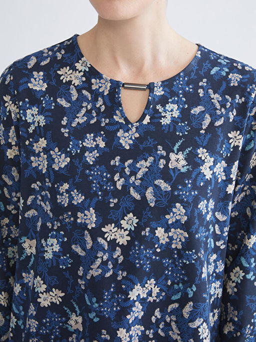 Bisiklet Yaka ?i?ekli Bluz