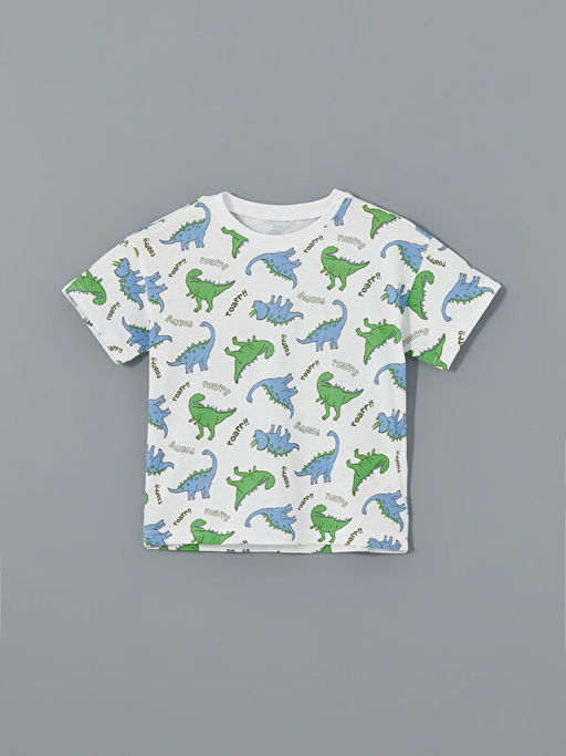 Bisiklet Yaka Bask?l? Erkek ?ocuk ?ortlu Pijama Tak?m?