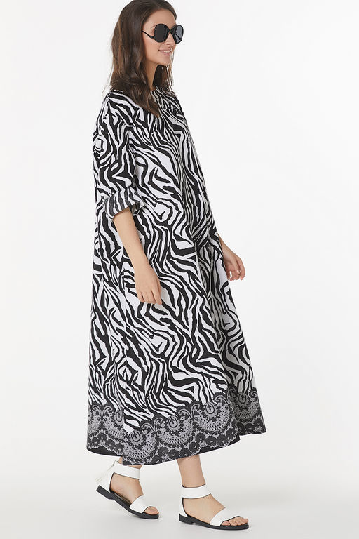 Платье хлопковое в полоску зебра