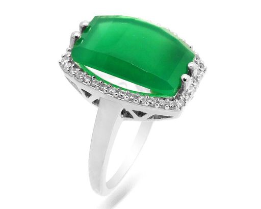 Кольцо из серебра зеленый агат, Флемона