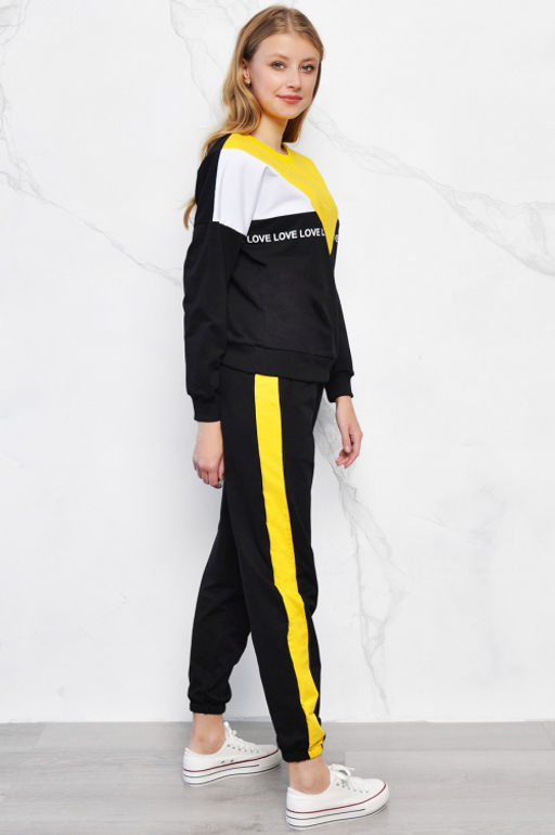 Арт. 2307 Костюм с брюками женский 46-52 (4 шт) Цвет:верх-черный, белый, малина, низ-черный, малина - Калинка фото 12