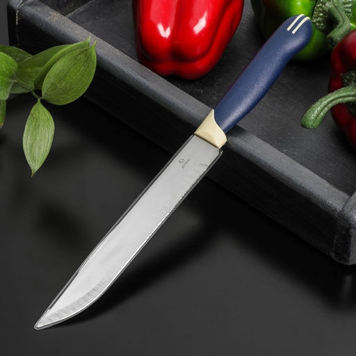 Нож универсальный Доляна Страйп, лезвие 15 см, цвет синий  фото 4