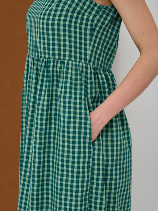 Платье хлопок клетка зеленая - Tantino фото 8