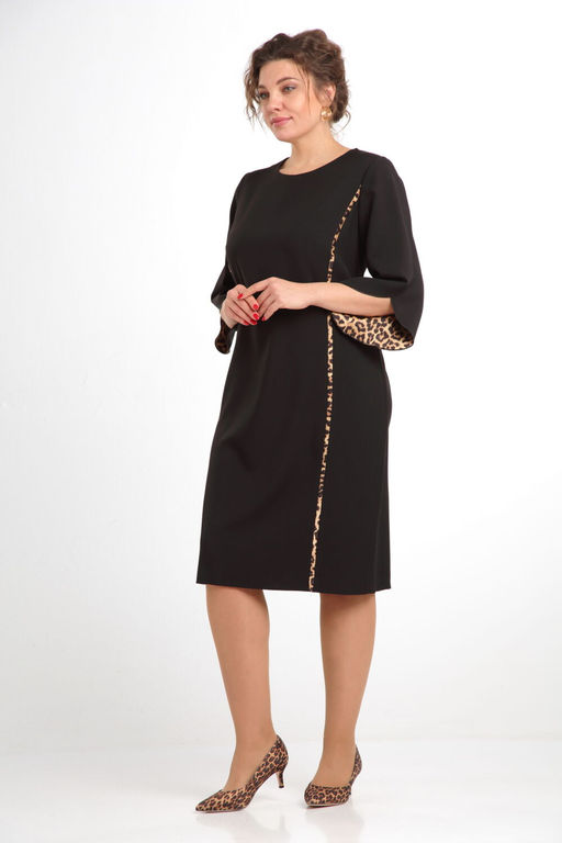 Платье VILENA 1043 черный+леопард  фото 9