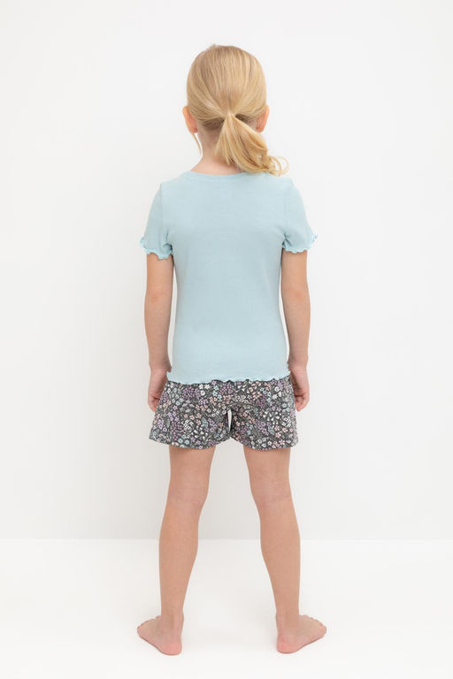 К 1596/голубой,цветочный микс пижама для дев - Crockid фото 5