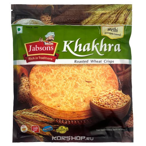 Хрустящая лепешка с листьями пажитника Khakhra Methi Jabsons, Индия, 180 г