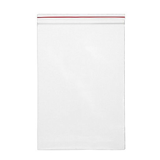 Пакет упаковочный с замком Zip Lock 200x300 мм, ПНД, 35 мкм, прозрачный, 50 шт в упаковке, с красной полосой на zip-застежке