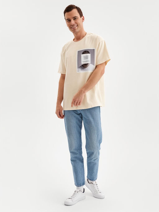 Футболка мужская MINAKU: UPDATE ME, молочный, р-р 46-48