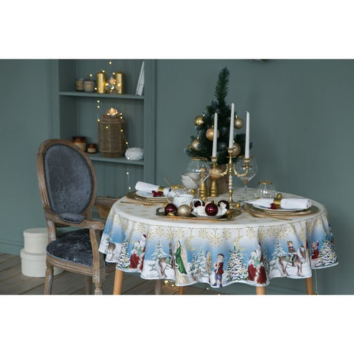 Скатерть новогодняя Этель Christmas time d=150см +/-3см с ГМВО, 100%хл, саржа 190 гр/м2  фото 3