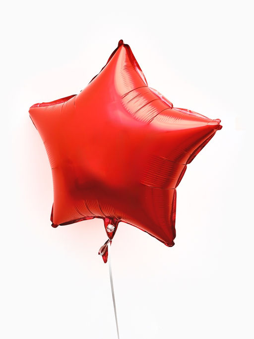 Цена за 2 шт. Воздушные шары фольгированные 18" "Звезда" цвет красный, набор 5 штук