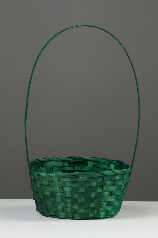 Корзина плетёная для хранения, 20×20×9 см, ручка h=25 см, бамбук, зелёная, Greengo