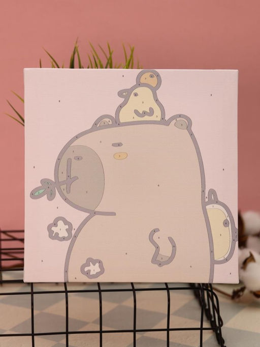 Картина по номерам на подрамнике Draw Me! Capybara and ducks, (20*20 см)