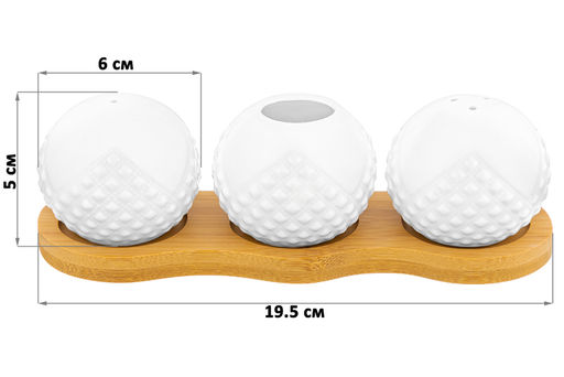 Вазочка под зубочистки + набор для специй 2 пр. 19,5*7*6 см 75 мл Ромбики на деревянной подставке - Elan gallery фото 17