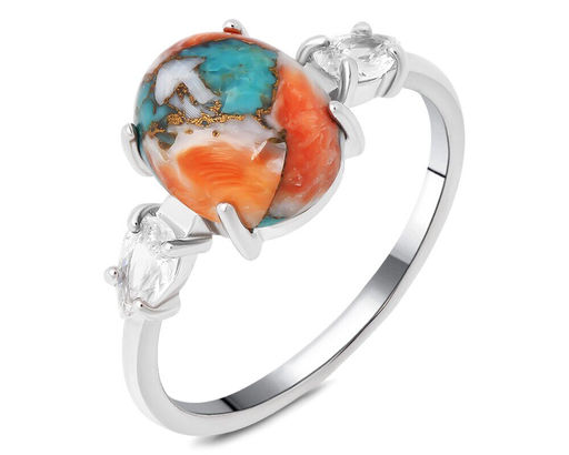 Кольцо, бирюза устричная голубая, СПН4231