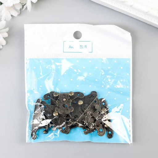 Замок металл для шкатулки «Старинный», набор 4 шт., 3.8×2.8×0.5 см