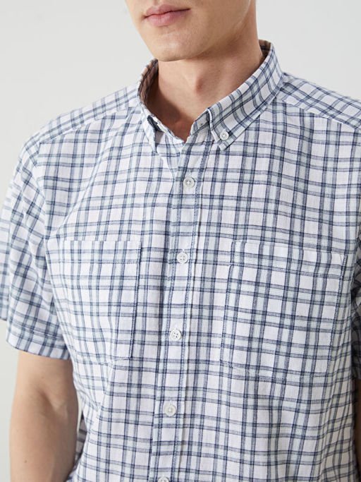 Regular Fit K?sa Kollu Ekose Erkek G?mlek