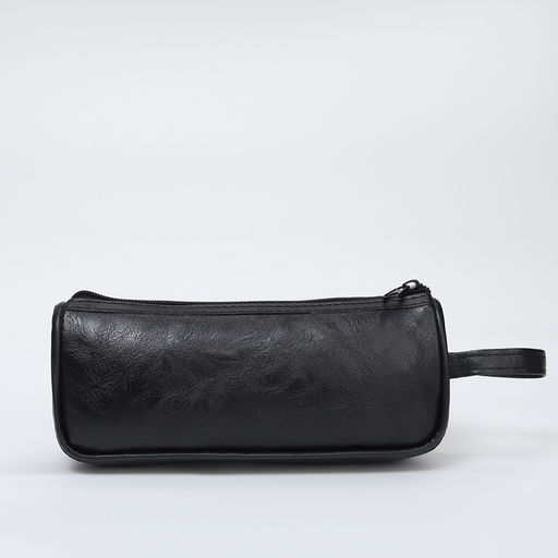 Косметичка-пенал на молнии с карманом, из искусственная кожи, чёрная - Simaland фото 2