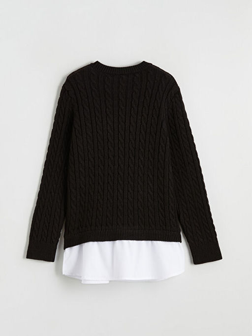 Bisiklet Yaka K?z ?ocuk Triko Kazak