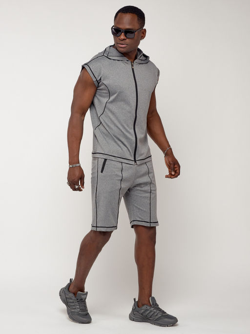 Спортивный костюм летний мужской светло-серого цвета 2262SS - FUYOUKAI фото 3