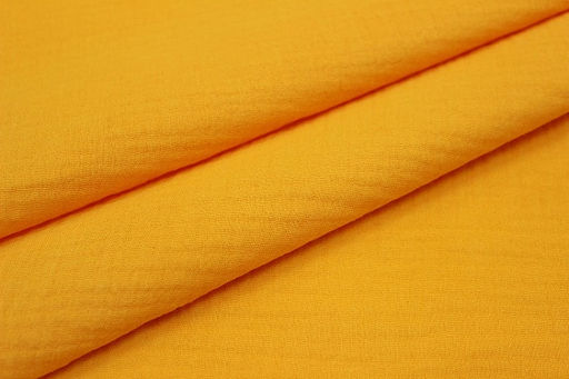 Муслин двухслойный с эффектом жатости цв.Оранжево-желтый, СОРТ2, ш.1.4м, хлопок-100%, 110гр/м.кв - Купава фото 5