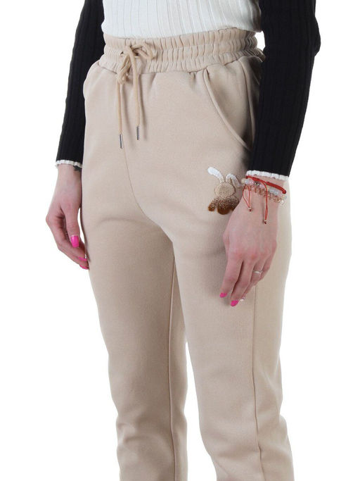 MD54 BEIGE Брюки спортивные утепленные женские (85% хлопок, 10% полиэстер, 5% спандекс)