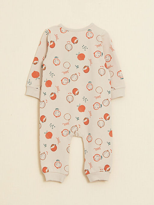 Bisiklet Yaka Uzun Kollu Bask?l? Organik Pamuklu Erkek Bebek Tulum - Waikiki фото 2