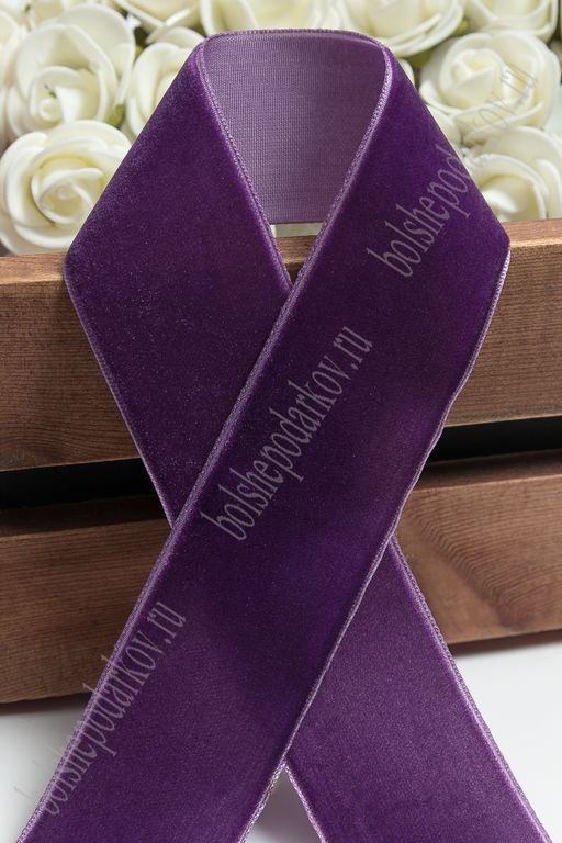 Лента бархатная 3,8 см*10 ярд (SF-5814) темно-фиолетовый №89