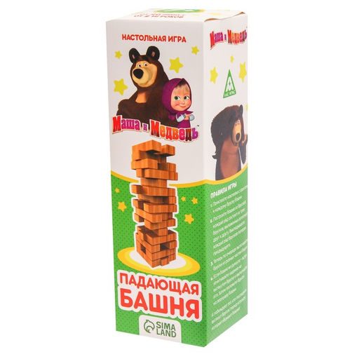 Игра падающая башня, Маша и Медведь, 54 бруска фото 9