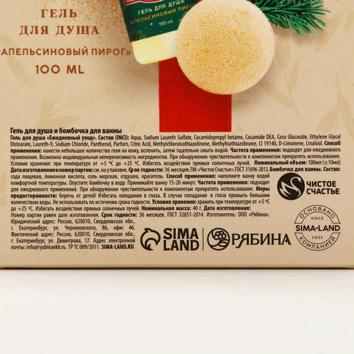 Подарочный набор новогодний «Новый Год»: гель для душа 100 мл и бомбочка для ванны 40 г, Чистое счастье