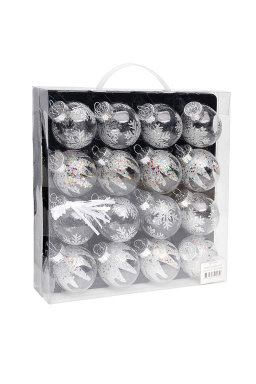Набор новогодних шаров 6 см (16 шт) SF-7805, серебро - Больше подарков фото 3