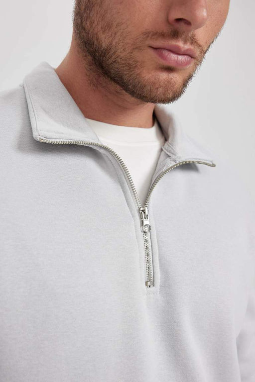 Толстовка Comfort Fit на молнии с воротником-стойкой - Defacto фото 9