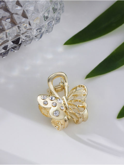 Цена за 6 шт. Крабик для волос «Оливия», бабочка, 2.5 см, золото