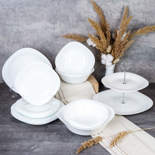 Столовый набор 20 предметов квадратный с вазой для фруктов / GRAY-SQ19/8957595 (WHITE) /уп 2/ - Галеонтрейд фото 2