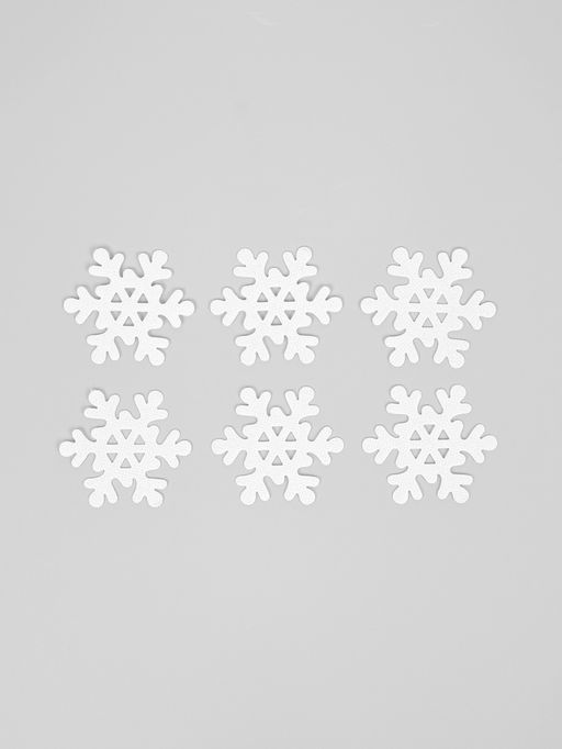 Цена за 2 шт. Снежинка "Мерцание", 6.5 см, цвет белый (набор 6 шт)