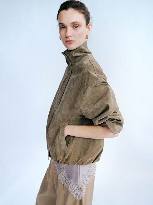 Dik Yaka Oversize Kad?n S?et G?r?n?ml? Ceket