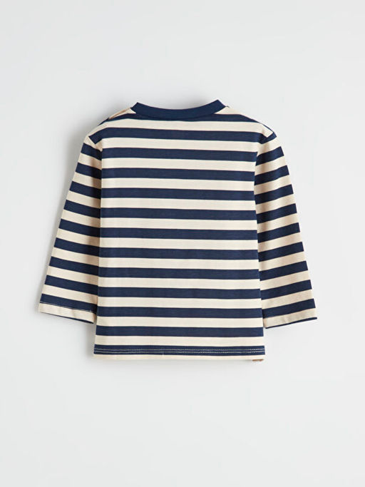 Bisiklet Yaka ?izgili Erkek Bebek Ti??rt