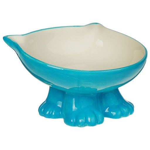 Миска керамическая Киса на подставке-лапках 200 мл голубая - Пижон фото 2