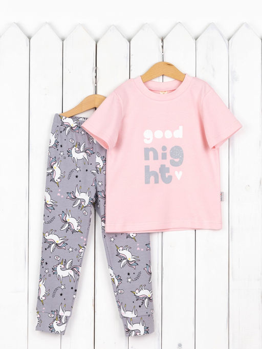 Пижама (футболка/печать/единороги на сером) Интерлок BABY BOOM
