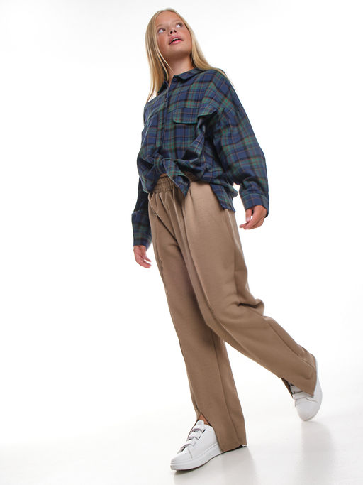 Брюки со строчкой для девочки 33-7499 хаки - Mini maxi фото 10