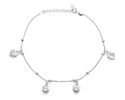 Браслет на ногу из серебра куб.циркон., ТБН-21