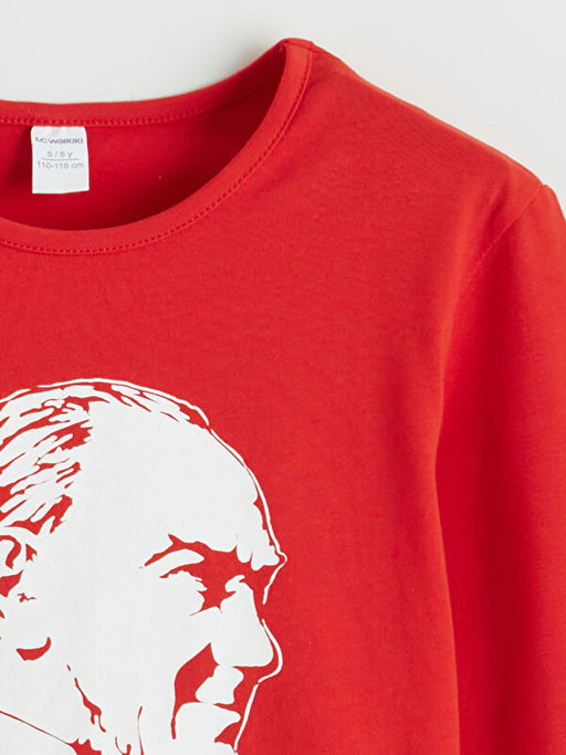 Bisiklet Yaka Atat?rk Bask?l? K?z ?ocuk Ti??rt